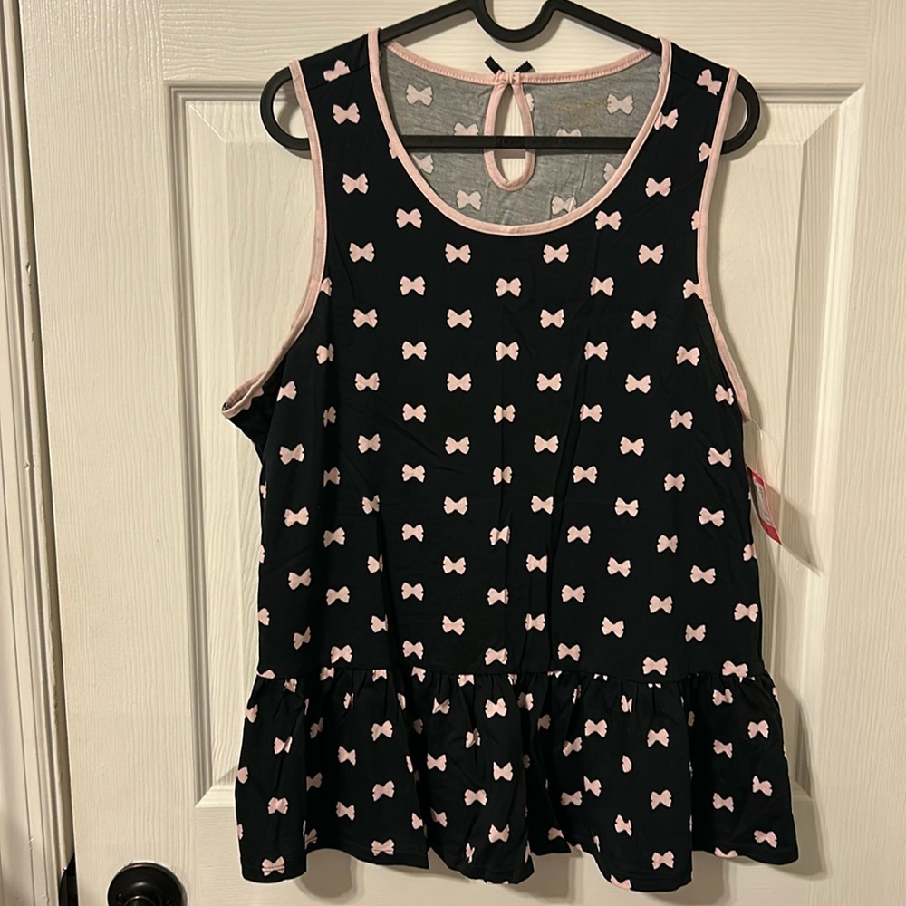 Kate Spade Black Tank Top with Pink Bow Pattern